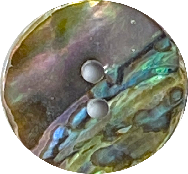 Running Low, Abalone Large Dramatic Greens & Blues 7/8" 2-Hole Button, Per Button #SK-0036