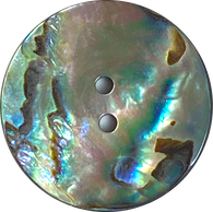 SALE, Abalone Largest Dramatic Greens /Blues 2-Hole Button 1-1/8"  #SK-0037