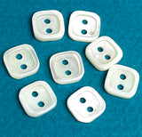 SALE, Square Itty Bitties 5/16" White MOP Shell 8mm Real Pearl Button. Pack of FOUR  #SK-690