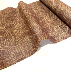 Remnant, 1/4 Yard, Red Clay / Ecru Hexagons Ikat Vintage Kimono Silk from Japan,  #102
