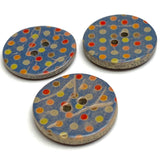 SALE Blue Coconut Button with Spots + Dots 7/8"