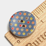 SALE Blue Coconut Button with Spots + Dots 7/8"
