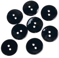 Sale, Black 5/8" Shiny Agoya Shell 2-Hole Button, 15mm, Pack of 8  #SK-1226