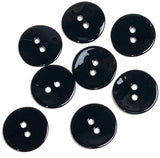 Sale, Black 5/8" Shiny Agoya Shell 2-Hole Button, 15mm, Pack of 8  #SK-1226
