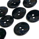 Sale, Black 5/8" Shiny Agoya Shell 2-Hole Button, 15mm, Pack of 8  #SK-1226