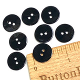Sale, Black 5/8" Shiny Agoya Shell 2-Hole Button, 15mm, Pack of 8  #SK-1226
