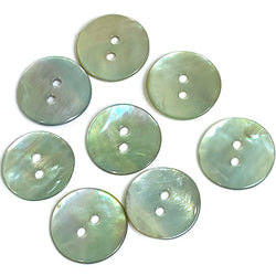 Light Green Shiny Agoya Shell 5/8" 2-hole Button, Pack of 8, 15mm   #SK-1247