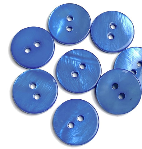 Re-stocked Bright Blue River Shell 5/8" 2-hole Button, Pack of 8  #SK-1777