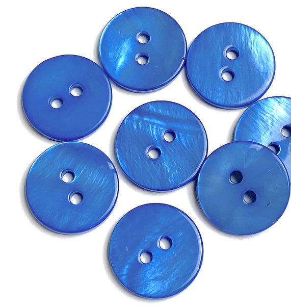 Re-stocked SALE, Bright Blue River Shell 5/8" 2-hole Button, Pack of 8  #SK-1777