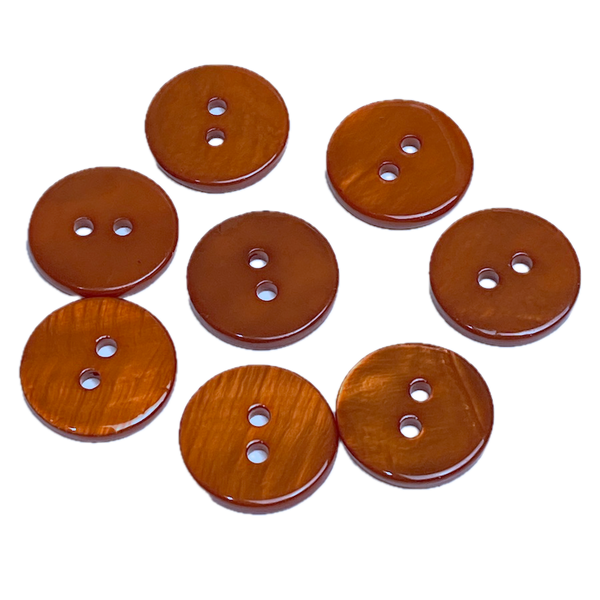 Brown River Shell 5/8" 2-Hole Button, Slightly Coppery, Pack of 8  #SK-1769-BR