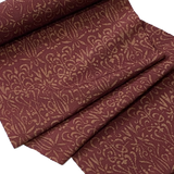 Maroon/Tan Rustic Silk/Hemp Vintage Batik Crepe from Japan, Perhaps Antique, By the Yard #753