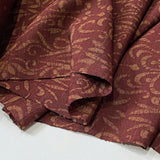 Maroon/Tan Rustic Silk/Hemp Vintage Batik Crepe from Japan, Perhaps Antique, By the Yard #753