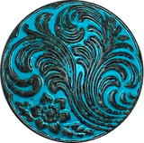Re-Stocked, Ancient Flower Blue Copper Metal Button 7/8". #SWC-85