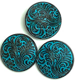 Re-Stocked, Ancient Flower Blue Copper Metal Button 7/8". #SWC-85