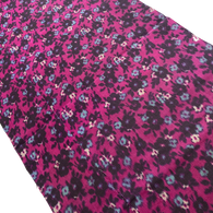 Magenta/Blue/Black Tiny Floral "Print" Ikat, Still Basted Pieced Piece of Arai-hari, Meisen Kimono Silk from Japan 14" x 118"  #ZP-50"