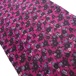 Magenta/Blue/Black Tiny Floral "Print" Ikat, Still Basted Pieced Piece of Arai-hari, Meisen Kimono Silk from Japan 14" x 118"  #ZP-50"