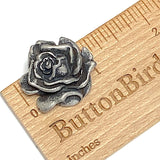 Re-stocked: Pewter Rose Button 1" / 25mm Shank Back Made in USA #SW-263