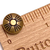 Small Brass Zia Sun Button, Matte Finish, Shank Back 1/2"  #SW-88