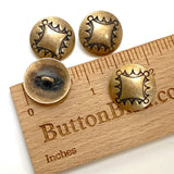 Four Directions Concho Button 3/4", Semi-Rustic Matte Brass, Shank Back # SW-87