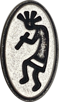 SALE Kokopelli Flute Player Oval Southwest Button Silver/Black 1" Shank Back, Per Button #SWC-97