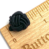 Re-Stocked, Monkey Fist Black, Vintage Woven Fabric Knot Buttons, 5/8"  #SK-761