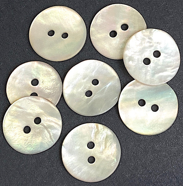Running Low, Moonrise Beige Velvet Pastel Agoya Shell 5/8" 2-hole Button, Pack of 8  #SK-1215