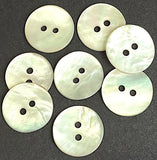 Pastel Greenish Mother of Pearl Agoya Low-Shine Shell 5/8" 2-hole Button, 15mm Pack of 8  #SK-1215-8