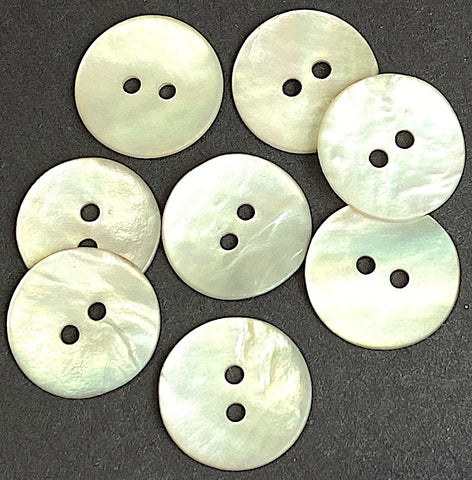 Pastel Greenish Mother of Pearl Agoya Low-Shine Shell 5/8" 2-hole Button, 15mm Pack of 8  #SK-1215-8