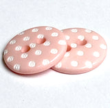 Light Pink with White Dots Round Plastic Button, 9/16"