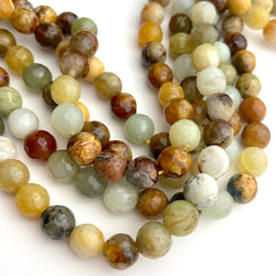 SALE Earth Tone Jade Beads, Color Mix 8mm, Faceted, 48-Bead Strand #LP-43
