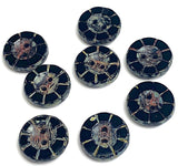 Black Rustic Czech Glass Sunray Flower, 2 hole button 14mm / 9/16"  TWO BUTTONS #L-978