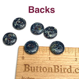 Black Rustic Czech Glass Sunray Flower, 2 hole button 14mm / 9/16"  TWO BUTTONS #L-978