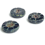 Black Rustic Czech Glass Sunray Flower, 2 hole button 14mm / 9/16"  TWO BUTTONS #L-978