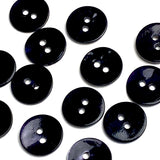 1/2" Black Shiny Pearl Shell 2-hole, Per Button #D-112