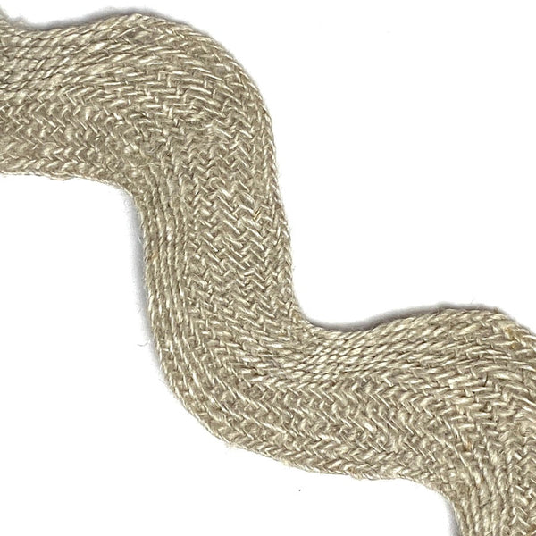REMNANT Extra Large Giant Flax Rustic Natural Linen Ric-Rac 1-1/2" wide, 2-3/8 YARD PIECE