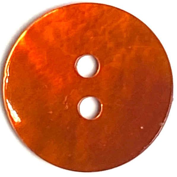 Re-Stocked: Bright Orange Pearl Shell 2-Hole 11/16" Button, Per Button, #D-906