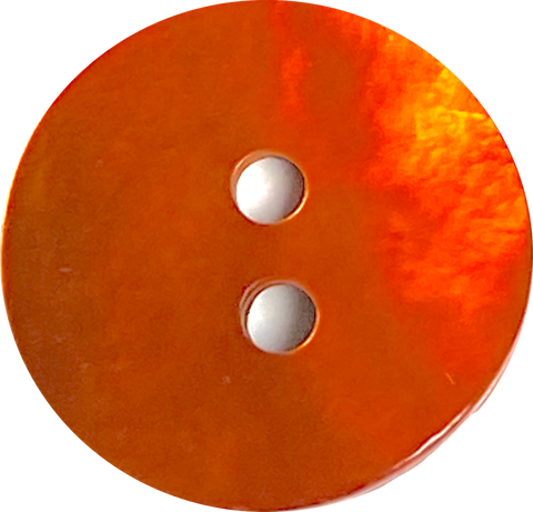 SALE, Bright Orange Pearl Iridescent Shell 2-Hole 7/8" Button 23mm  #D-391