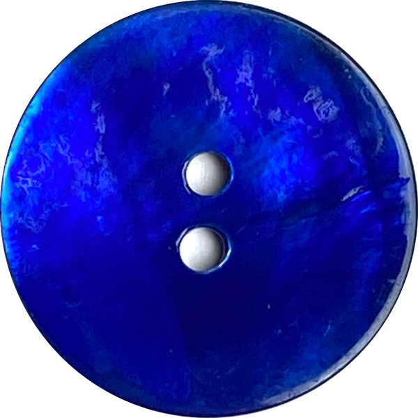THREE  1" Cobalt Blue Shiny Pearl Shell 2-hole 25mm, Per Button  #D-096-3
