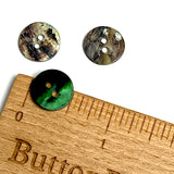 1/2" Dark Green Shiny Pearl Shell Button, 2-hole 13mm, #D-190