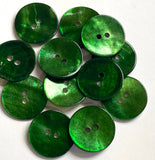 11/16" Dark Green Shiny Pearl MOP Shell 2-hole 18mm Button  #D-975