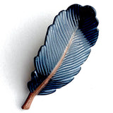 Re-Stocked, Feather, Black Metal Button, 1-1/8" by Susan Clarke, USA Made  #997-B