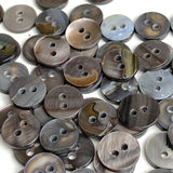 Rustic Gray-Brown Melange Small Shell 10mm 2-Hole Button 3/8", Pack of 50  #LP-44