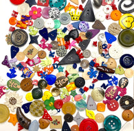 Last of These, Button Fun Mix, 1/2 Pound of Kids, Hearts, Letters, Animals Etc. New Plastic Buttons, Samples and Overruns  #D-PIE-5