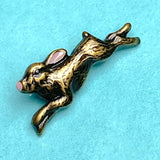 SALE Rabbit 3/4" Small Metal Running Bunny Button by Susan Clarke  #SC-96