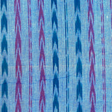 Magenta/Turquoise on Blue Feather Stripe Ikat, Lightweight Cotton Handloom from India, By the Yard  #TK-20