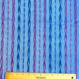 Magenta/Turquoise on Blue Feather Stripe Ikat, Lightweight Cotton Handloom from India, By the Yard  #TK-20