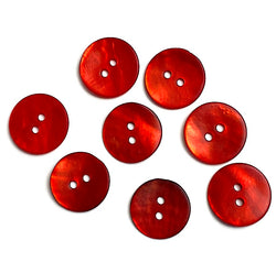 Re-Stocked, Orange-Red Velvet Agoya Shell 5/8" 2-hole Button, 15mm Pack of 8  # SK-1218