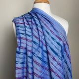 Magenta/Turquoise on Blue Feather Stripe Ikat, Lightweight Cotton Handloom from India, By the Yard  #TK-20