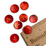 Re-Stocked, Orange-Red Velvet Agoya Shell 5/8" 2-hole Button, 15mm Pack of 8  # SK-1218