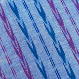 Magenta/Turquoise on Blue Feather Stripe Ikat, Lightweight Cotton Handloom from India, By the Yard  #TK-20